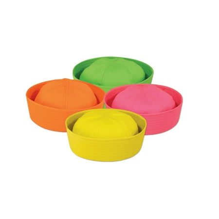 Club Pack of 12 Neon Yellow, Pink, Orange and Green Nautical Sailor Hat Costume Accessories -