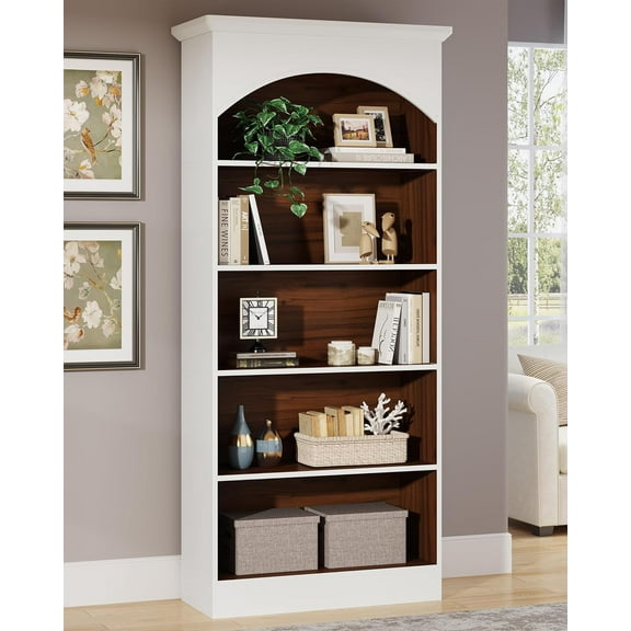 Tribesigns 5-Shelf White Bookcase and Bookshelf, 70.9'' Tall Bookcase for Living Room, Home Office