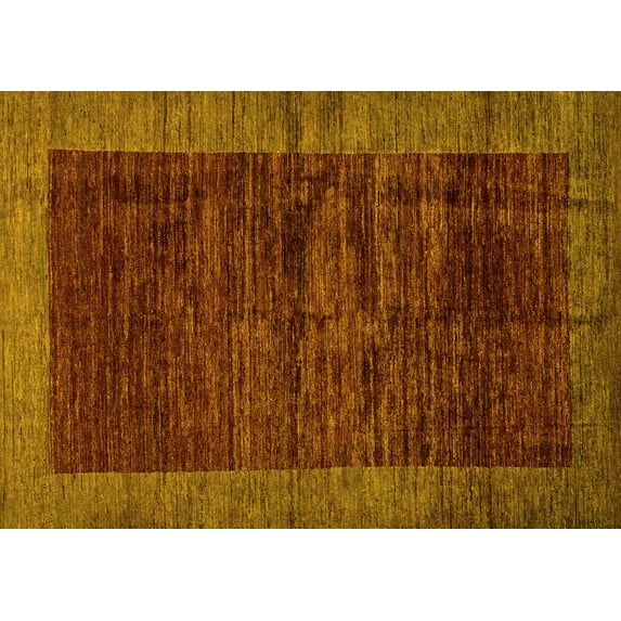 Ahgly Company Machine Washable Indoor Rectangle Abstract Yellow Modern Area Rugs, 6' x 9'