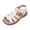 White, variant on Summer Sandals for Girls Open Toe Cute Solid Strappy Slip on Outdoor Flat Shoes Breathable Hollow out Gladiator Dress Shoes Brown 6 Toddler