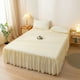 thumbnail image 5 of Falda De Cama, Color Liso, De Algodón Lavado, Con Borde Antideslizante Y Resistente a La Suciedad, Funda Protectora Para Estructura De Cama, Color Beige, 5 of 8