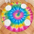 thumbnail image 2 of Rainbow Tie Dye Mandala Pattern Round Fitted Tablecloth with Elastic Edge,Dining Table Cover Waterproof,Outdoor Round Tablecloth for Camping,Dining,Indoor and Outdoor, 2 of 7