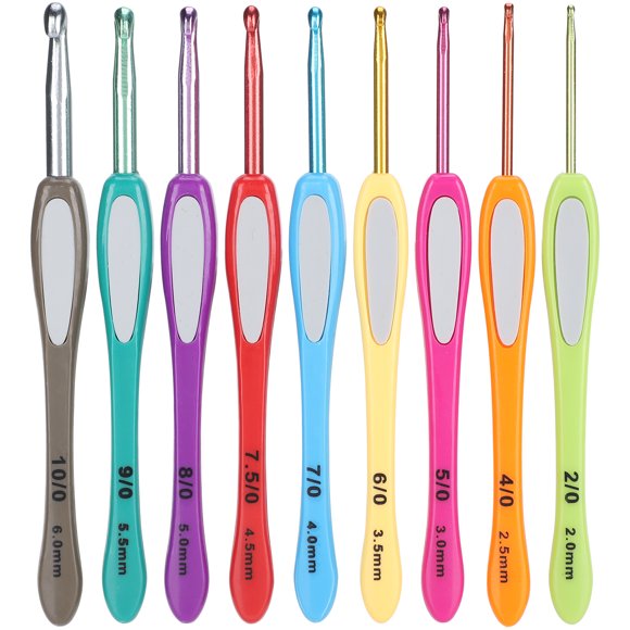 9 Pieces Crochet Hooks Plastic Handle Colorful Crochet Hook Kits for Making Scarf Gloves and Sweaters Different Sizes Crochet Needles Set DIY Yarn Weaving Tools