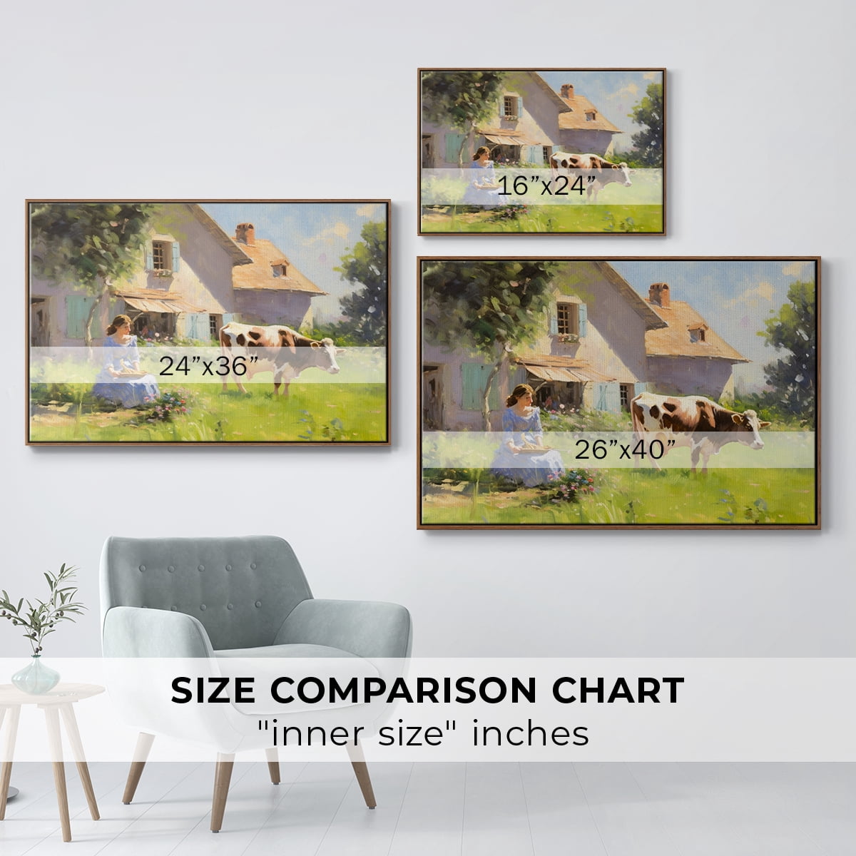 Vintage Landscape-CCLI By Wexford Home Framed in Walnut Wood Gallery Wrapped Canvas 25 in. x 37 in.