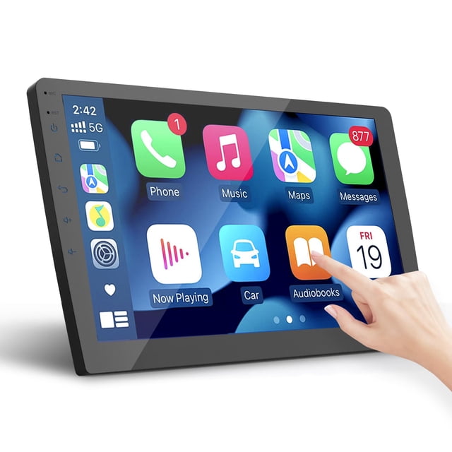 Haudio Double Din Car Stereo, 10.1" HD Touchscreen with Wireless Apple Carplay & Android Auto, Mirror Link, Bluetooth 5.4, SWC, S