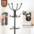 thumbnail image 3 of Coat Rack Freestanding with Umbrella Holder, Heavy Duty Coat Tree Hanger Stand with 12 Hooks, Hat Rack for Entryway Living Room Bedroom, Black, Metal, 3 of 8