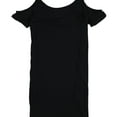 thumbnail image 2 of Courtship+Suitors Womens Solid Shoulder Cut-Out Basic T-Shirt, Black, Small, 2 of 2