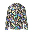 thumbnail image 3 of Uemuo Colored Glass Pattern Women's Full Zip UPF 50+ Sun Protection Hoodie Jacket Long Sleeve Sun Shirt Hiking Outdoor Performance with Pockets-3X-Large, 3 of 9