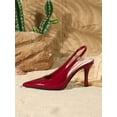 thumbnail image 3 of On feet& in love Women's Patent Leather Pointed Toe Elastic Slingback High Heel Pumps, 3 of 6
