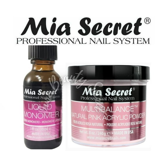 Mia Secret Liquid Monomer 1 oz and Natural Pink Powder 8 oz