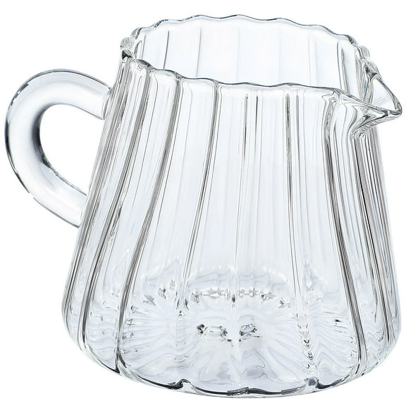 BESTONZON Transparent Glass Milk Pitcher for Daily Use Clear Cup Made of High Borosilicate Glass 0.5L Capacity