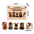 thumbnail image 2 of 5 Pack DIY Christmas Pearl Diamond Painting Art Kit, 3D Beaded Christmas Cat Seed Bead Weaving Craft Set, Handmade Mini Table Ornament Making Supplies for Adults Beginners, 2 of 5