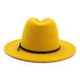 thumbnail image 4 of Unisex Wool Fedora Hat Wide Brim Belt Band Vintage Party Church Fashion Hat, 4 of 6