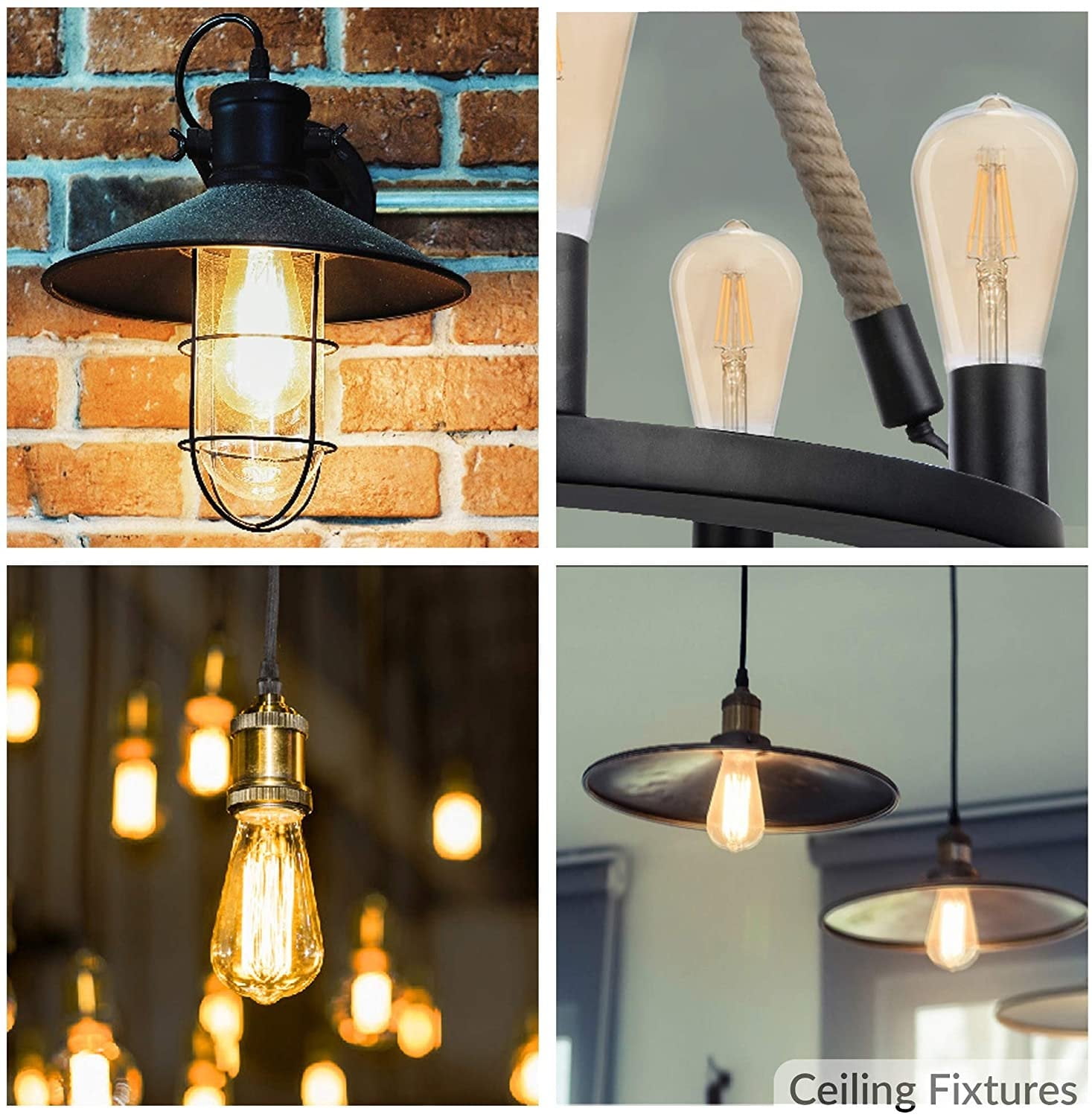 Simba Lighting LED Edison ST21 6W 60W Equivalent Light Bulbs 120V Dimmable E26 Base 2200K Warm Amber 6-Pack