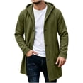 thumbnail image 2 of Men's Winter Pockets Coat Solid Color Hooded Coats Long Sleeve Jacket Outwear for Man, 2 of 8