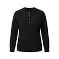 thumbnail image 3 of LEKWK Plus Size Tops for Women Long Sleeve Crew Neck Henley Shirts Fall Winter Relaxed Fit Workout Tops Gym Running Activewear,Size L-5XL, 3 of 6