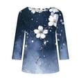 thumbnail image 4 of OSFVNOXV 3/4 Sleeve Shirts for Women Plus Size Spring Tops Breathable Crewneck Floral Print T-Shirts ,L-5XL, 4 of 5