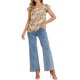 thumbnail image 2 of INSPIRAR CHIC Blusa Floral para Mujeres del Día de San Valentín, Casual de Verano, Cuello Cuadrado, Chiffon, Manga Corta, Camisetas con Volantes L Beige Rosa, 2 of 6