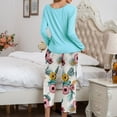 thumbnail image 4 of Conjunto de dos piezas para mujer, estampado de bloques de colores suaves, manga larga, cuello redondo, Tops de otoño, pantalones largos de cintura alta, pantalones, traje informal Wmkox8yi  bvn2041, 4 of 4