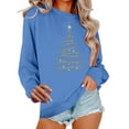 thumbnail image 3 of Aboser Women's Plus Size Christmas Sweatshirt Trendy Xmas Tree Graphic Blouses Long Sleeve Crew Neck Holiday Tops Cozy Soft Fleece Pullover Party Shirt Blue XL, 3 of 7