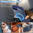 thumbnail image 4 of CASEFIV for iPhone 16e Case,with Magnetic Invisible Stand [Military Drop Protection] [Compatible with MagSafe] Shockproof Slim Translucent Anti-Slip,Navy Blue, 4 of 8
