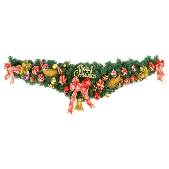 Rustic Christmas Swag with Decor Balls - Wedding Arch Garland for Door Lintel, Ceremony Backdrop, Wall Porch Holiday Decor