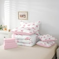 thumbnail image 4 of 7 Pieces Pink Bowknot Comforter Full,Ballet Shoes Dance Star Cloud Princess Bedding Set,Bow Tie Butterfly Knot Sweet Romantic（Comforter+Fitted+Flat Sheet+2 Pillowcases+2 Throw Pillow Covers）, 4 of 5