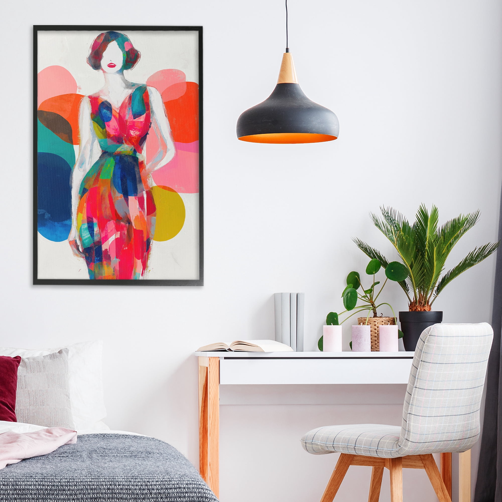 Stupell Industries Deco Fashion Woman Black Framed Giclee Art, design by Chromatic Storm Studio