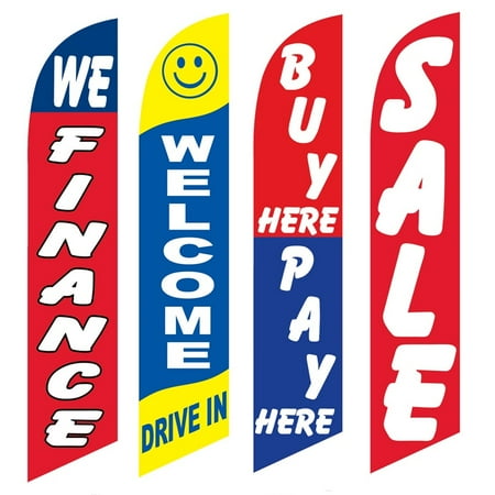 4 Advertising Swooper Flags We Finance Welcome Drive In Buy Pay Here Sale
