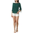 thumbnail image 2 of DARING DIVA Polka Dots Ruffled Neck 3/4 Sleeve Blouse Top XS Green, 2 of 6