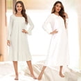 thumbnail image 7 of Women's Long-sleeved Retro Sleep Skirt Casual Pajamas Dress, 7 of 7
