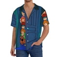 thumbnail image 7 of Lsque Scooby-Doo print Men's Cuban Collar Short Sleeve Shirt Summer Beachwear Casual Button Down Fashionable Vacation Leisure Shirt-Small, 7 of 7