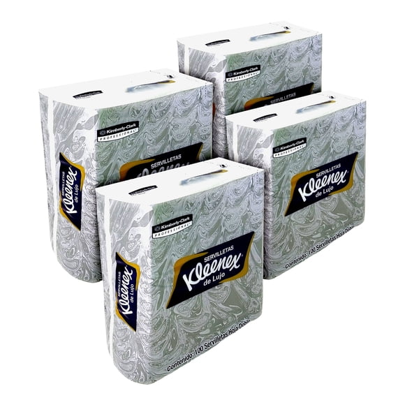 Pack 4 Paquetes de Servilletas Kleenex Lujo Blancas 100 Hojas Dobles C/U