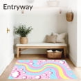 thumbnail image 3 of ODIKA 4'x6' Machine Washable Non-Slip Area Rug, Dreamy Pathway with Smiling Clouds and Twinkling Stars High Traffic Rug with Pad, Pink, 725721, 3 of 8