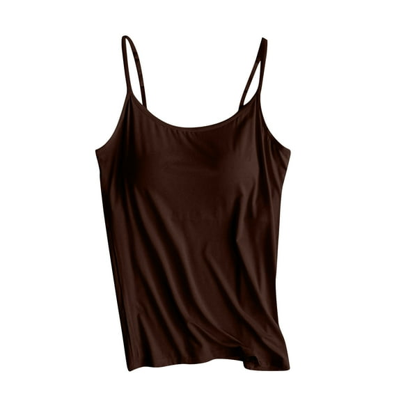 Fengactive Womens Tank Tops with Built in Bras Padded Spaghetti Strap Sleeveless Basic Camisole Comfy Workout Yoga Shirts