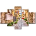 thumbnail image 1 of TISHIRON 5PCS Framed Street Theme Canvas Wall Art Set,60"x40" Town Streets and Flowers Canvas Art Decor, 1 of 7