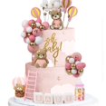 thumbnail image 1 of Acmee - Juego de 44 adornos para tartas de oso &ndash; Mini oso 3D para beb&eacute;, botella de leche, bolas de espuma de oro rosa, decoraci&oacute;n para tartas para ni&ntilde;os, ni&, 1 of 6