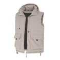 thumbnail image 2 of Stamzod Winter Vest for Men Solid Color Sleeveless Parkas Jacket with Hood Outdoor Athletic Mens Vests Outerwear Beige M, 2 of 6