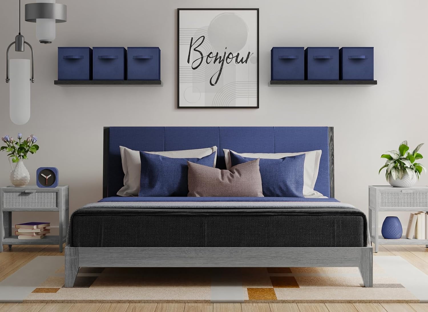 Sorbus 11" Foldable Fabric Storage Cube Bin, Navy Blue