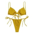 thumbnail image 6 of WREESH Womens Two Piece Swimsuit String Bikini Sets Solid Color Fashion Casual Broadband Sling Binding Bikinis Sets Beach Bathing Suit Yellow, 6 of 6