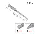 thumbnail image 2 of 3Pcs Ball End Hex Bits 1/4 Inch Hex Shank 2.6 Inch Length Magnetic H2 Head Screwdriver S2 HRC58 Screw Driver Bit, 2 of 4