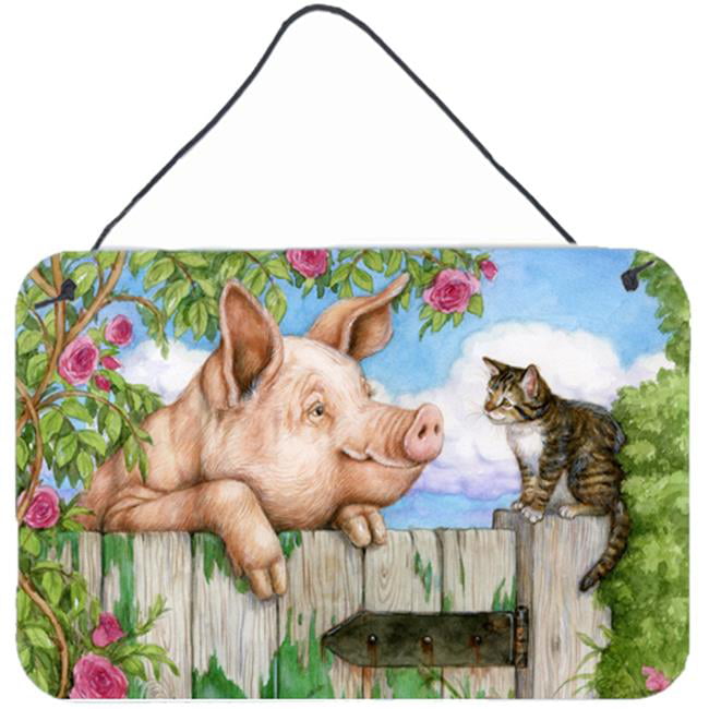 Carolines Treasures CDCO0349LCB Pig at the Gate with the Cat Glass Large Cutt... 