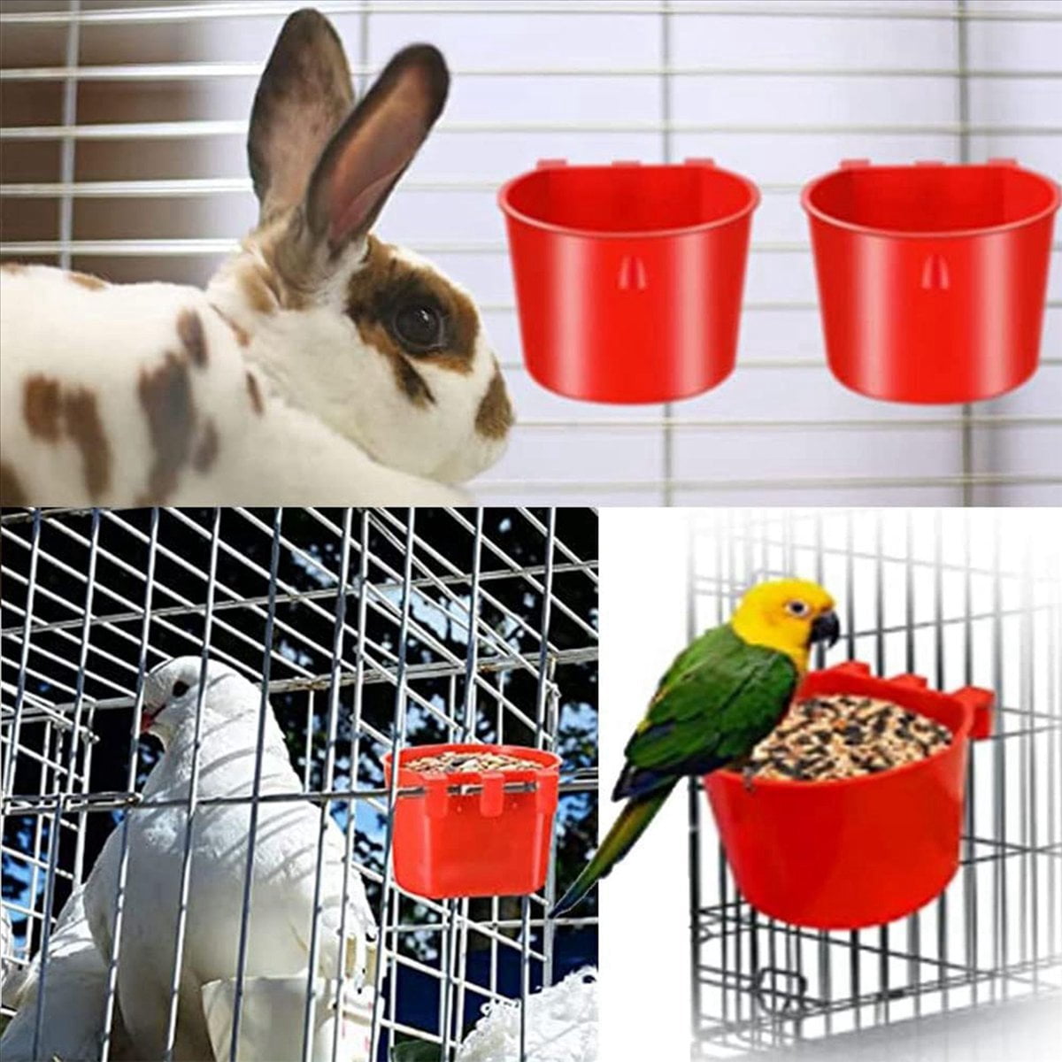 40Pcs Chickens Feeders for Cage,Hanging Chicken Water Feeder Cup, Plastic Birds Feeders Seed Bowl,