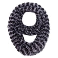thumbnail image 1 of Peach Couture Two tone Thick Knit Soft Chunky Infinity Loop Scarves Black, 1 of 4