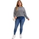thumbnail image 3 of Blusa básica casual de manga larga con cuello redondo y puños elásticos para mujer de tallas grandes, rayas, 2X, negra, 3 of 4
