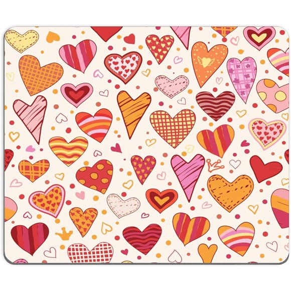 TRAHOO-Mouse Pad, Square Mousepad, Personalized Premium-Textured Non-Slip Rubber Base Mouse Mat, Washable Computer Mouse Pads for Office Desk for Wireless Mouse (Cartoon Love Heart)