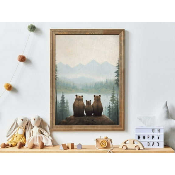 Bear Nursery Art, Bear Family Print, Forest Animal Woodland Nursery Toddler Room Decor Boy, Wall Art Wall Art, Modern Wall Decor, 8x12 UNFRAMED