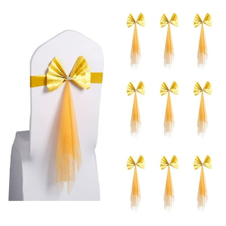 

HA-EMORE 10 PCS Organza Chair Sashes Bows for Wedding Reception Catering Decoration for Party Decorations Supplies for Banquet Graduation Party Hotel Event