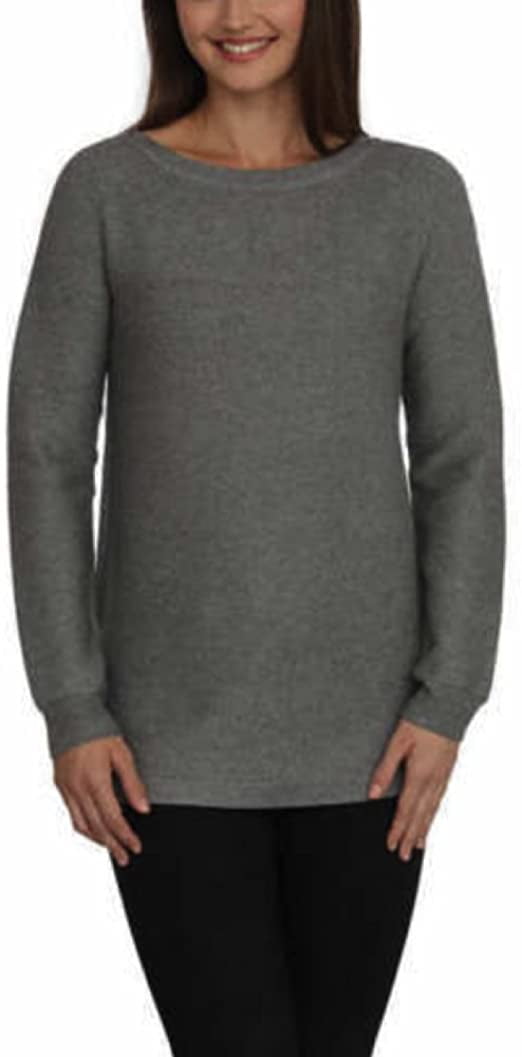 Cyrus Ladies' Ribbed Texture Pullover Tunic Sweater (Small, Ribbed Heather Gray) - Walmart.com
