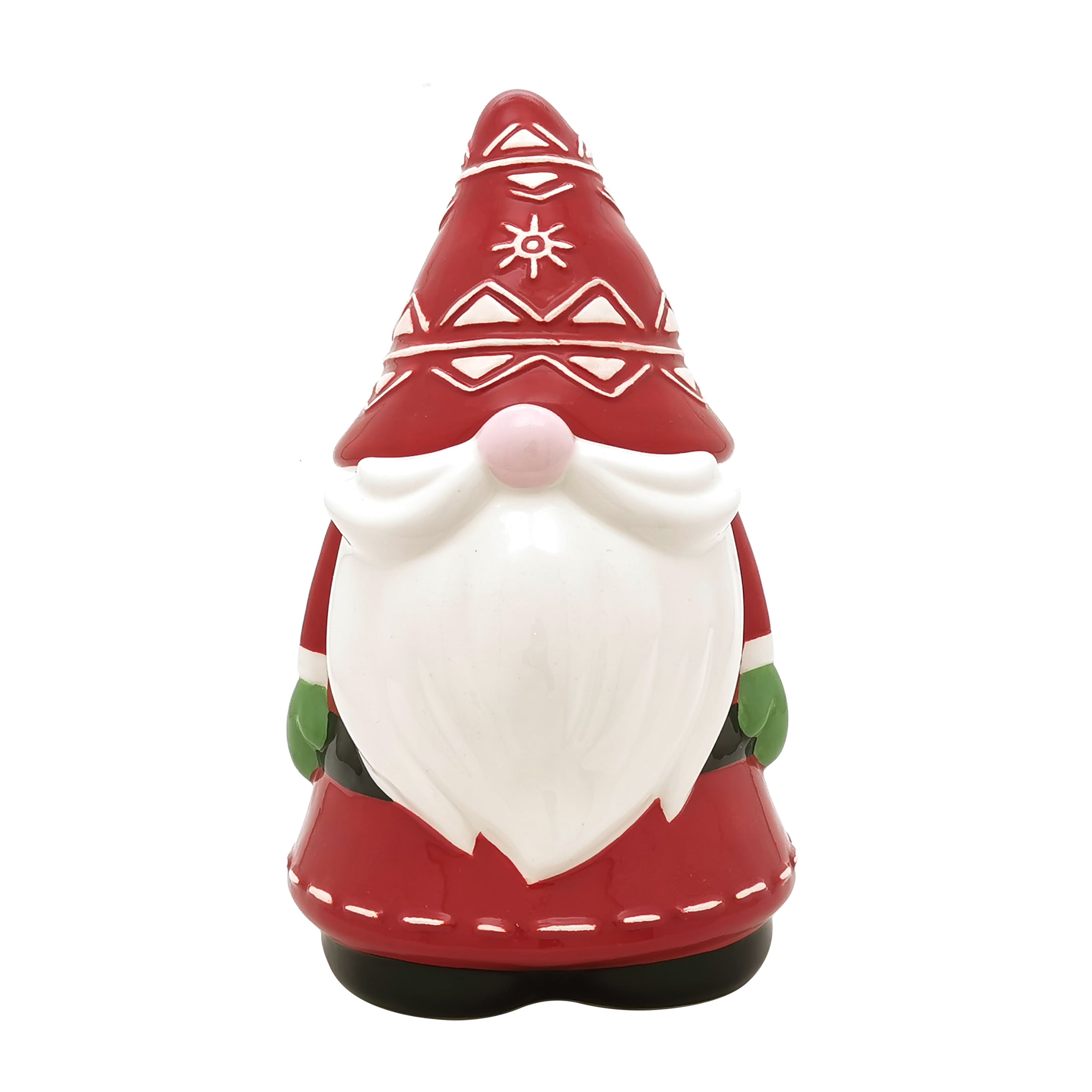 Holiday Time Red Gnome Treat/Cookie Jar, 10.4" H Size, Earthenware Ceramic